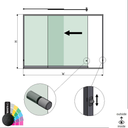SunView Modell 3 linke Öffnung 2-spurig halbe Höhe L=xxxxmm (max. 3000mm) H=xxxxmm (max. 1700mm), Alum. RAL struktur (inkl. Schlösser, Edelstah-Türgriff und Mitnehmer exkl. Glas)