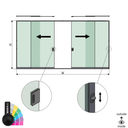SunView model 3 links/rechts opening 2-baans volledige hoogte L=xxxxmm (max. 6000mm) H=xxxxmm (max. 2600mm), aluminium RAL mat (incl. sloten, rvs deurgreep en meenemers excl. glas)