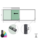 SunView model 3 opening links 4-baans halve hoogte L=xxxxmm (max. 6000mm) H=xxxxmm (max. 1700mm), aluminium RAL mat (incl. sloten, rvs deurgreep en meenemers excl. glas)