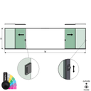 SunView model 3 links/rechts opening 4-baans volledige hoogte L=xxxxmm (max. 12000mm) H=xxxxmm (max. 2600mm), aluminium RAL mat (incl. sloten, rvs deurgreep en meenemers excl. glas)