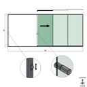 SunView model 3 right opening 5-lanes full height L=xxxxmm (max. 7500mm) H=xxxxmm (max. 2600mm), aluminum natural anodized (incl. locks, stainless steel doorhandle and drivers excl. glass)