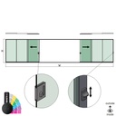 SunView modèle 3 ouverture gauche/droite 5-voies pleine hauteur L=xxxxmm (max. 15000mm) H=xxxxmm (max. 2600mm), alum. RAL rugueux (y compris les serrures, acier inox. la poignée de porte et les haut-parleurs, à l’exclusion des vitres)