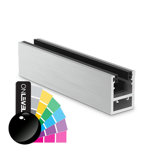 KAZIWALL en haut Profil verre 10/10.76/12/12.76mm L=2500mm, aluminium RAL brillant