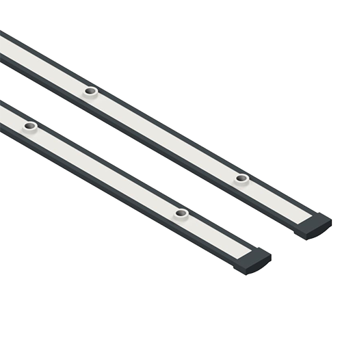 SKYFORCE-Slim montage strip 15x2mm L=1100mm edelstaal (afdekkap plastic grijs)