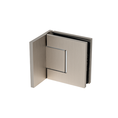 EXCITE douchedeur zwenkscharnier glas-wand 90° met nulstandsinstelling glas 8/10mm, messing RVS geborsteld