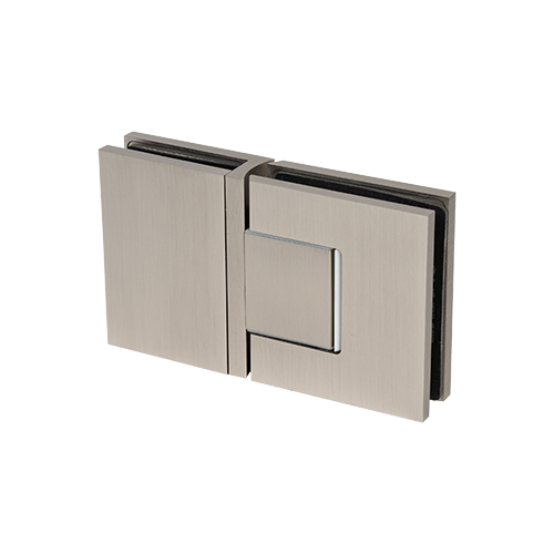 EXCITE douchedeur zwenkscharnier glas-glas 180° met nulstandsinstelling glas 8/10mm, messing RVS geborsteld