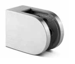 Pince à verre D-forme 63x45mm connexion plat verre 8-12.76mm comp. broche de verr., inox 316 brossé