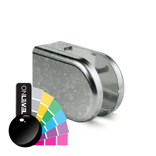 KRONOS D-vorm, verbinding Ø48.3mm glas 8-12.76mm binnen gebruik afdekkappen, staal RAL glanzend