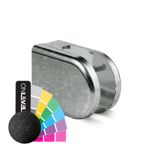 KRONOS D-vorm, verbinding Ø48.3mm glas 8-12.76mm binnen gebruik afdekkappen, staal RAL structuur