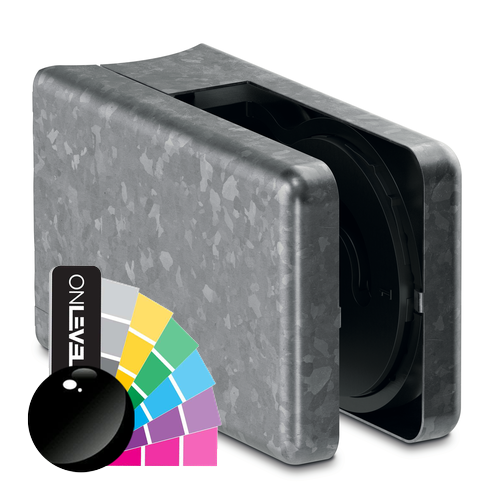 KRONOS vierkant, verbinding Ø42.4mm glas 8-12.76mm binnen gebruik afdekkappen, staal RAL glanzend