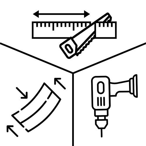 Buigen, afkorten en boren glas profiel TRANSLEVEL model 6500 L=5000mm (6-10 st.)