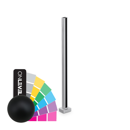 PIKASSO Endpfosten 50x50mm H=1000mm 10-13.52mm, Aluminium RAL struktur