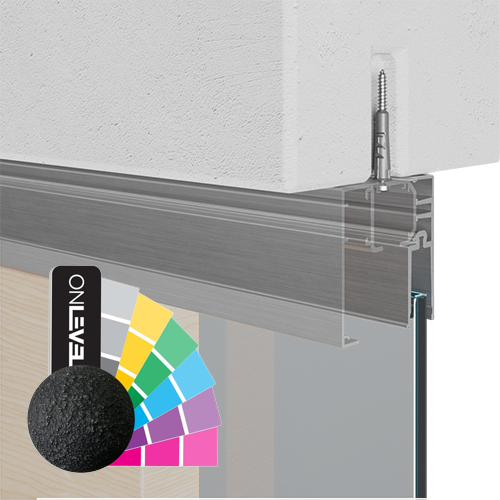 INFINITYSLIDE 69kg Festglas-Set für Deckenmontage von Glas- und Holztüren, 2 Paneele L=3m, Alum. RAL struktur