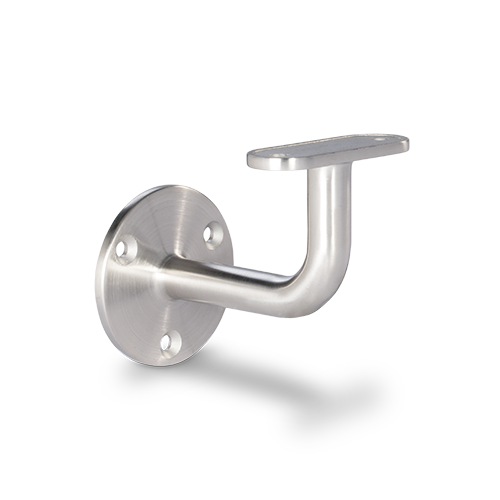 Handrail bracket for welding flat connection with 3 mounting holes, AISI 304 satined