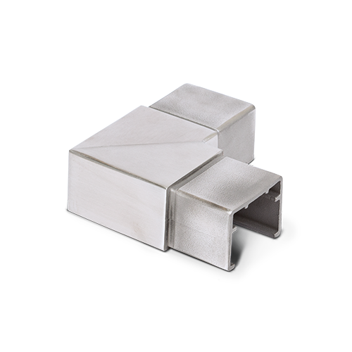 Connecteur d'angle 90° horizontal pour main courante oméga 40x30x1mm, inox 316 brossé