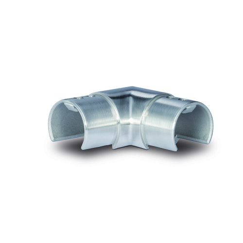 Hoek verbinder 90° horizontaal voor glashandreling Ø42.4x1.5mm, rvs 304 geborsteld
