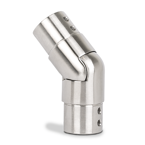 Connecteur d'angle réglable en bas pour main courante oméga Ø42.4x1.5mm, inox 304 brossé