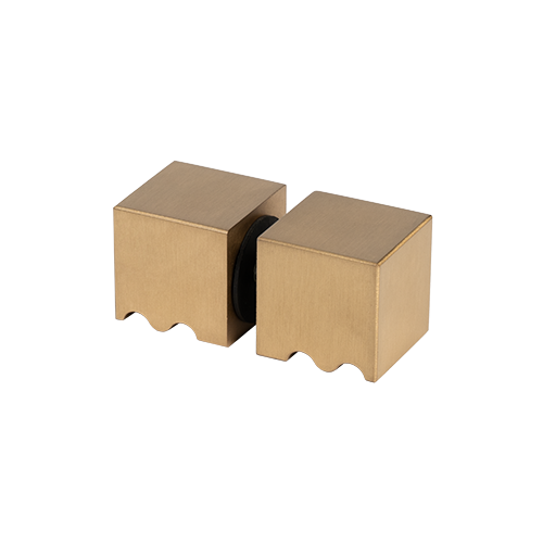 Douche deurknop 30x30x30mm, 2-zijdig glas 6-12mm, messing goud geborsteld