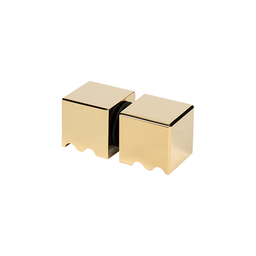 Douche deurknop 30x30x30mm, 2-zijdig glas 6-12mm, messing goud gepolijst