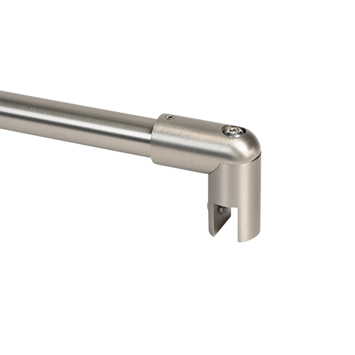 Stabi-Set Ø19mm Glas-Wand 90° Glas 6/8/10mm L(max)=1035mm, Messing Edelstahl gebürstet