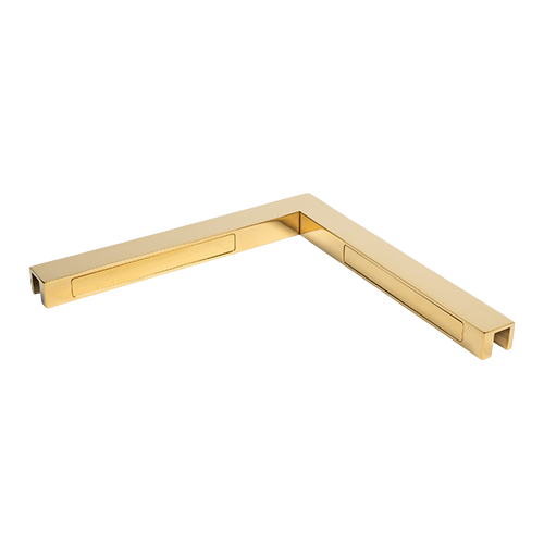Stabilisierung Ecke Glas-Glas 90°, Messing Gold poliert