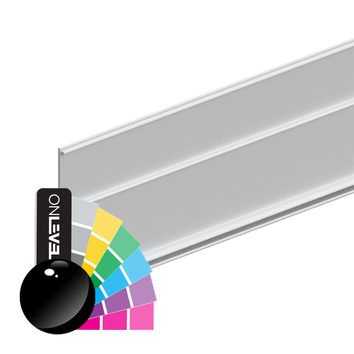 INFINITYSLIDE 69kg afdekkap achterzijde voor lopende rail (plafond), glas/hout L=4mtr, aluminium RAL glanzend