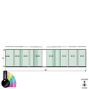 SunView model 1 left/right opening 5-lanes full height L=xxxxmm (max. 12000mm) H=xxxxmm (max. 2600mm), aluminum RAL shiny (excl. locks, drivers and glass)