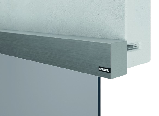 [31111163012] Infinity Slide 69kg sæt væg/loft montering glas 1-panel Inklusive Soft Close L=3mtr, aluminium bØrstet stål look