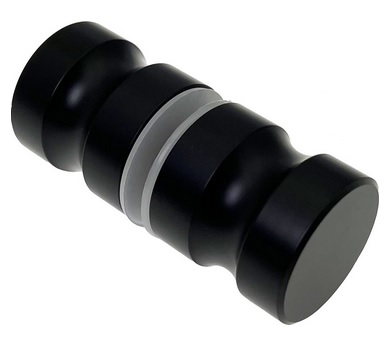 [23501003566-SB] Duschtürknopf Ø35x35mm, 2-seitig Glas 6-12mm, Messing Stealth Black
