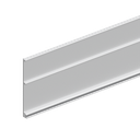 Infinity Slide covercap backside for running rail (ceiling), glass/wood L=4mtr, aluminum stainless steel look