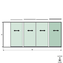 SUNVIEW model 1 rechtse opening 5-baans volledige hoogte L=xxxxmm (max. 6000mm) H=xxxxmm (max. 2600mm), aluminium natuur geanodiseerd (excl. sloten, meenemers en glas)