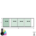 SunView model 1 left opening 5-lanes half height L=xxxxmm (max. 7500mm) H=xxxxmm (max. 1700mm), aluminum RAL shiny (excl. locks, drivers and glass)