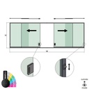 SunView Modell 3 Links/Rechts/Öffnung 2-spurig halbe Höhe L=xxxxmm (max. 6000mm) H=xxxxmm (max. 1700mm), Alum. RAL struktur (inkl. Schlösser, Edelstah-Türgriff und Mitnehmer exkl. Glas)