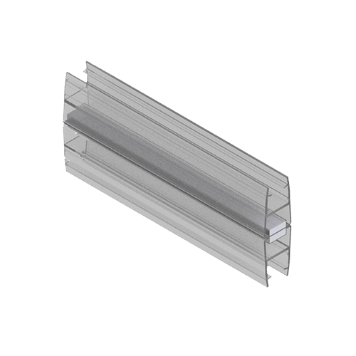[23710301340] SunView dørpakning 180° med magnet for glass 10mm L=2800mm, plast gjennomsiktig