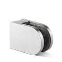 Glasklemme D-Form 63x45mm Anschluss: rund Ø42.4mm Glas 8-12.76mm inkl. Sicherungsstift, V2A gebürstet