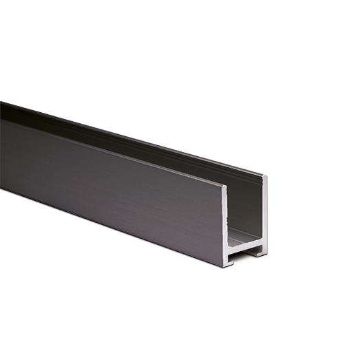 [20122317212 (Discontinued)] U-profile 23x17x23x2mm panel thickness max. 10.76mm L=2500mm, aluminum stainless steel look