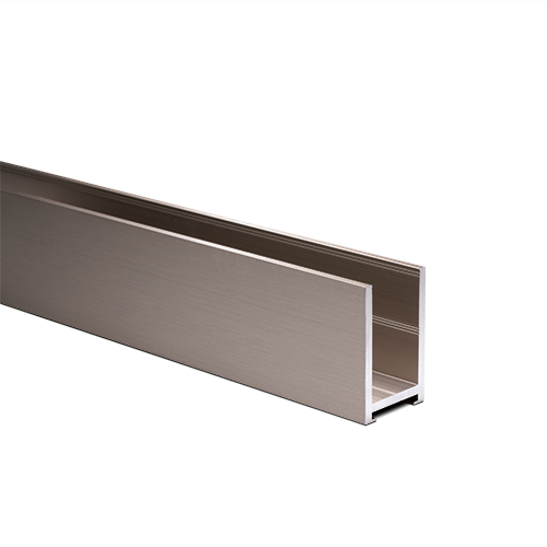 [20124327312 (Discontinued)] U-profile 43x27x43x3mm panel thickness max. 19mm L=2500mm, aluminum stainless steel look