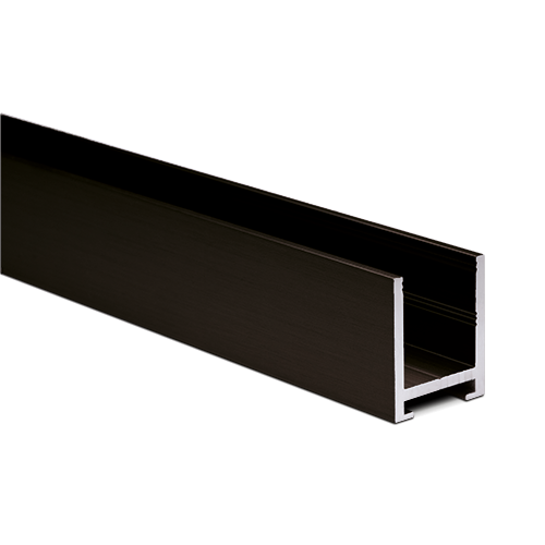 [20152319215] U-profile 23x19x2mm panel thickness max. 12.76mm L=5000mm, aluminum black anodized